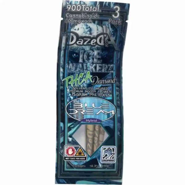 DazedA THCa Diamonds Icewalkerz 3-Pk Pre-Rolls 2.25g